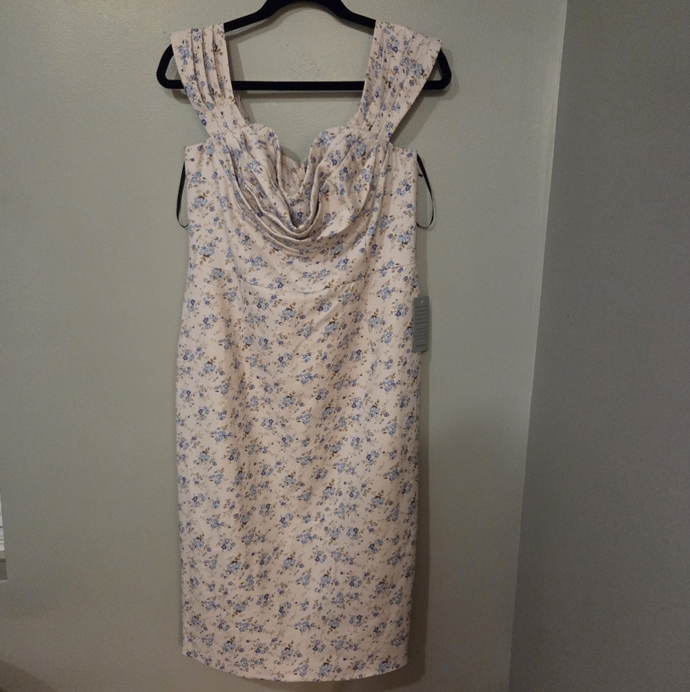 Lavish Alice Womens Retro Pin-up Girl Off The Shoulder White Floral Dress. Sz 12 - Picture 4 of 13